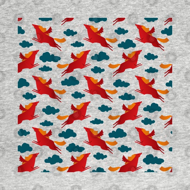 Red Unicorn Pattern by Mako Design 